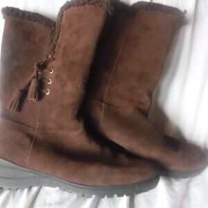 Lauren Ralph Lauren Tadina Brown Suede Leather Shearling Boot Size Women's 9 B